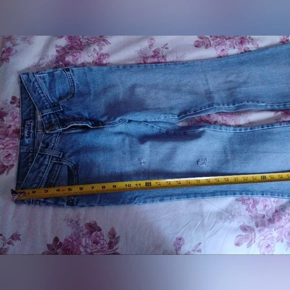 VINTAGE 'Liquid Jeans' SIZE 3 Flared Leg Blue Denim Jeans From The 1990's MINT - Picture 7 of 10